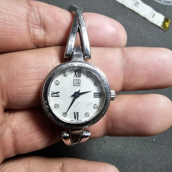 ESQ Swiss Ladies Quartz Watch Mother Of Pearl Dial Silver Tone Working WR 3ATM s - Picture 1 of 9